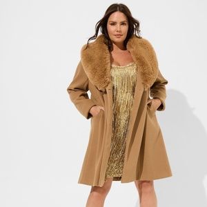 Brand new Mid Length Faux Fur Fit And Flare Coat